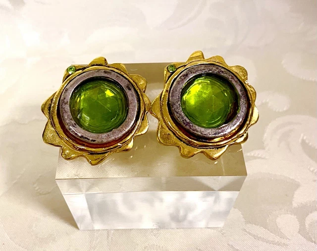 Boucles D'oreilles Vintage Kalinger Paris - Clip-on Avec Pierres - Occasion