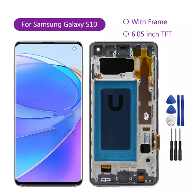 For Samsung Galaxy S10 TFT LCD Display Screen Digitizer Assembly W/Frame silver