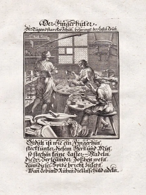 Fingerhut Fingerhüte Herstellung thimble maker thimbles Weigel Kupferstich 1698