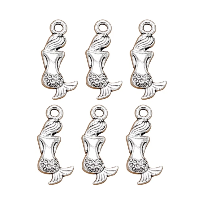 20pcs Alloy Retro Mermaid Pendants Charms DIY Jewelry Making Accessory for