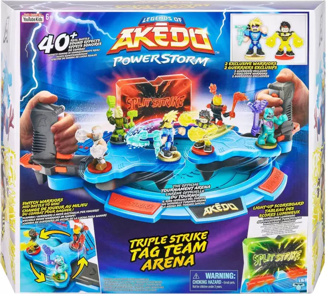 Legends of Akedo Powerstorm Official Rules Starter Pack Legendary Kick  Attack 3 Mini Battling Action Figures with Training Practice Piece and