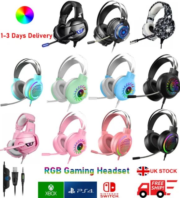Gaming Headset For PC Xbox One PS4 Nintendo Switch 3.5mm USB Headphones With Mic