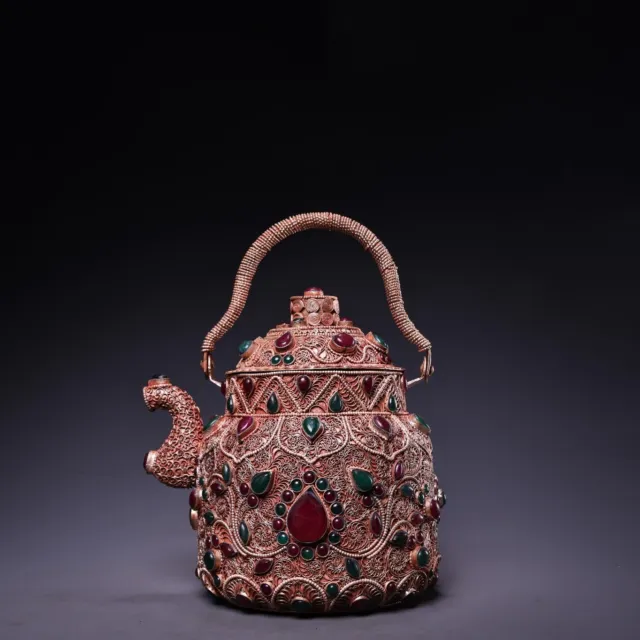 Collection of handmade thread inlaid gemstone teapots