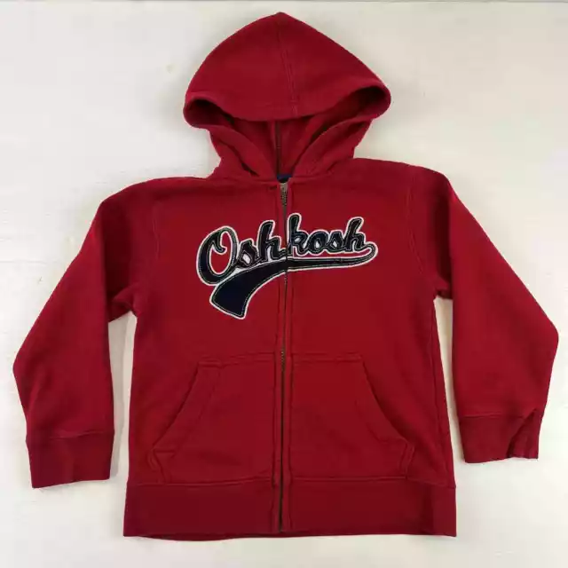 OshKosh B'Gosh Boy's Sz 5 Full Zip Red Hoodie Pockets