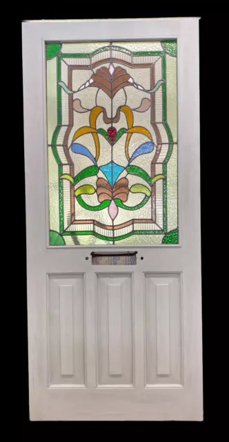 Victorian Front Door Period Stained Glass Old Reclaimed Antique Hardwood Leaded