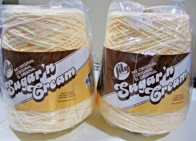 Lily Sugar'n Cream Cotton Cone Yarn- 14 oz-674 Yards- Soft Ecru-NEW 2 CONES