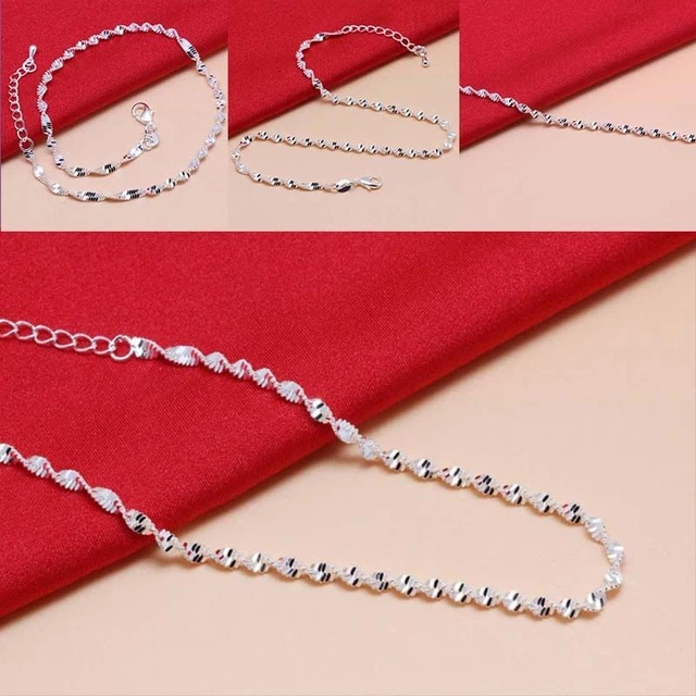Catena per piedi moda vero argento sterling 925 catena caviglia carro armato V4R2