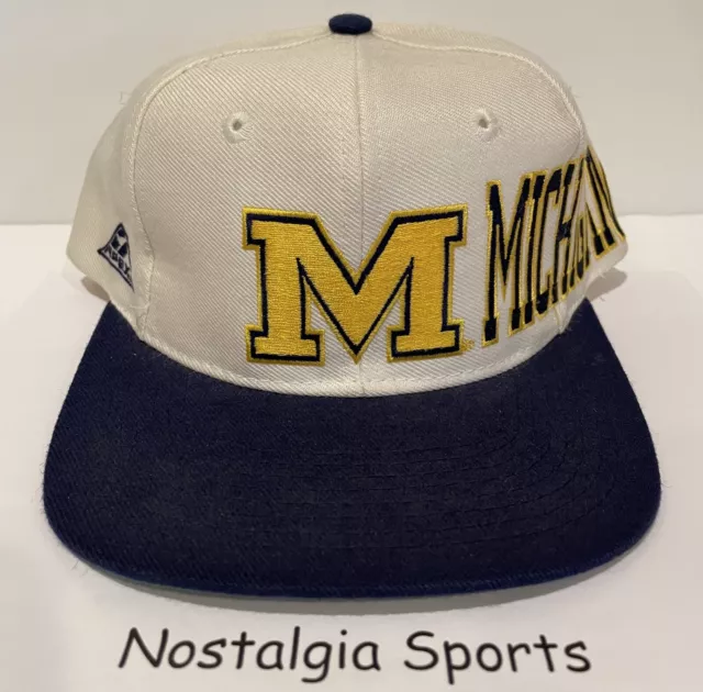 Vintage 90's MICHIGAN WOLVERINES APEX ONE SnapBack HAT BIG LETTERS NEW Old Stock