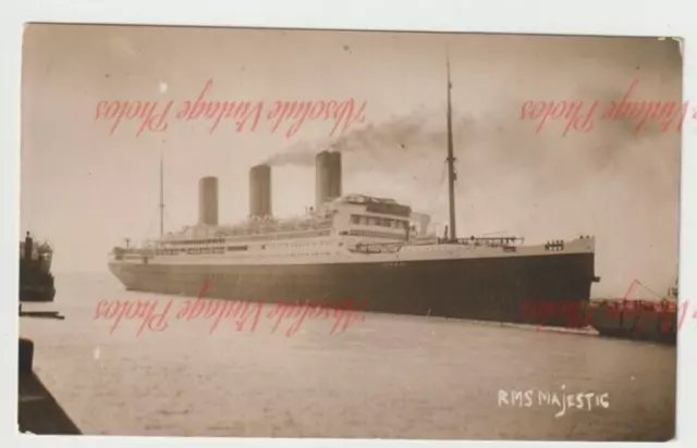 Alte Postkarte Rms Majestic Entering Southampton Docks Hüge Echtes Foto C.1920