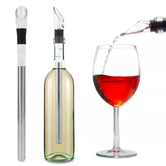 Stainless Steel Wine Bottle Chiller Stick Rod Ice Cooling Cooler Aerator Pourer