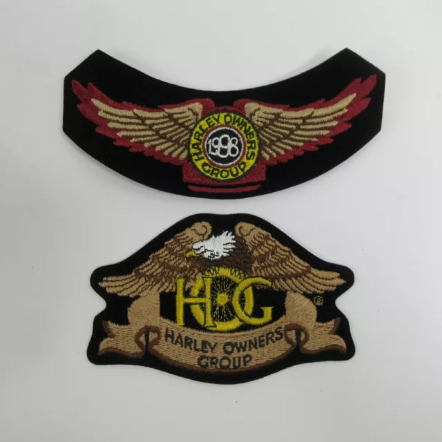 Lot of 2 Harley Davidson HOG Owners Group Patches Rocker Eagle Wings 1998