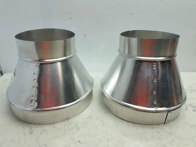 2PK Round Reducer, 10 in x 6 in Duct Dia, Galvanized Steel, 26 GA