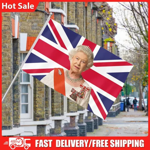 Elizabeth II Banner with Brass Grommets Street Patriotism Souvenir Printed Decor