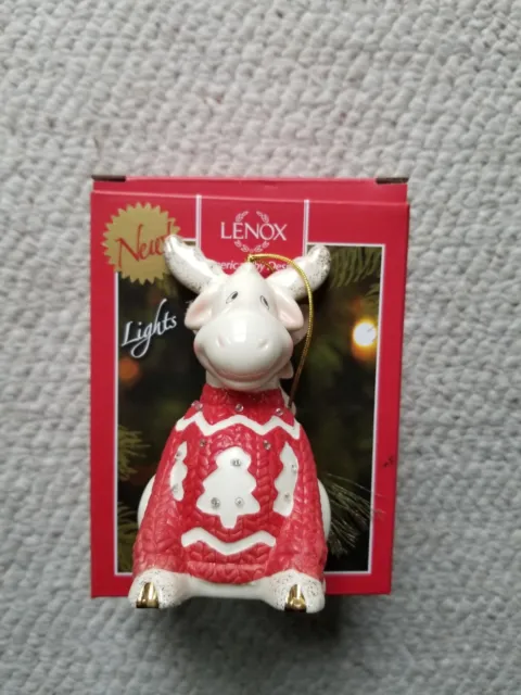 Lenox Christmas Sweater Moose Ornament. Light Up. Arce.