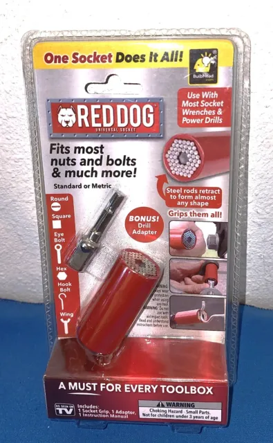Red Dog Socket with Bonus Drill Adapter AS SEEN ON TV Fits Most Nuts Bolts