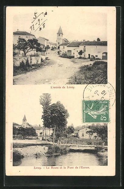 CPA Lorey, La Route et le Pont de l´Euron 1910