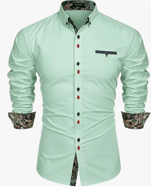 COOFANDY Men's Dress Shirt Long Sleeve Casual Button Down MInt Size M ~