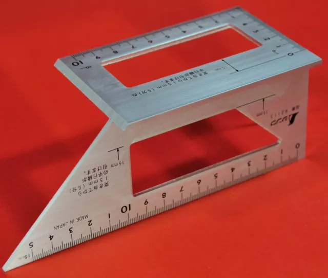 Japanese SHINWA Square Layout Miter ruler 45 + 90 Degrees équerre Mitre 62113
