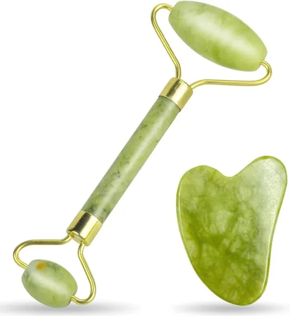 New Jade Roller and Gua Sha Set - Guasha Tool for Face - Skin Care Gift Set