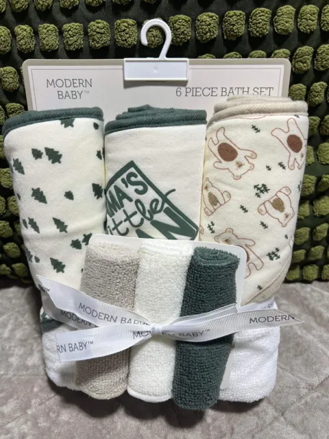 Modern baby 6 piece hooded towel bath set And Cloth’s Christmas Pattern Gift New