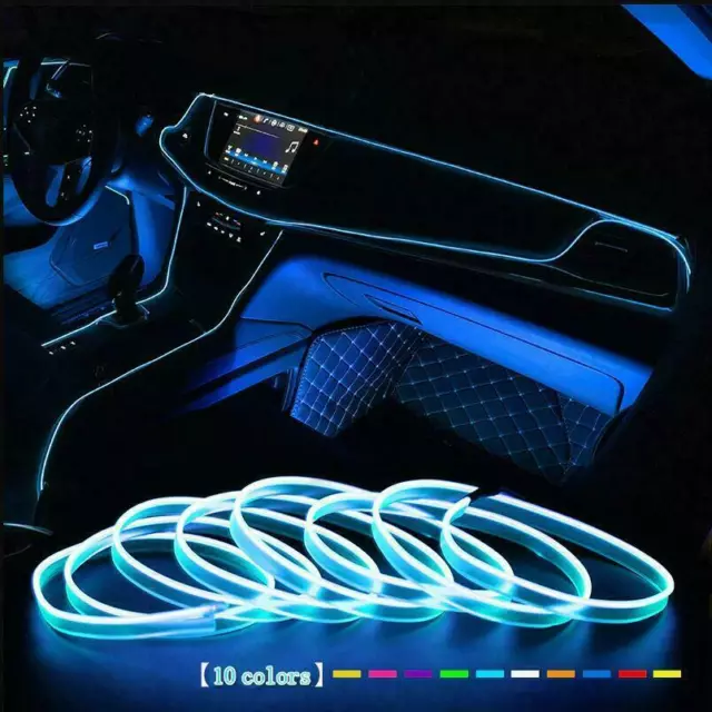 Neon LED Light Car Interior Decoration Lamp Glow EL Wire String Strip Rope Tube