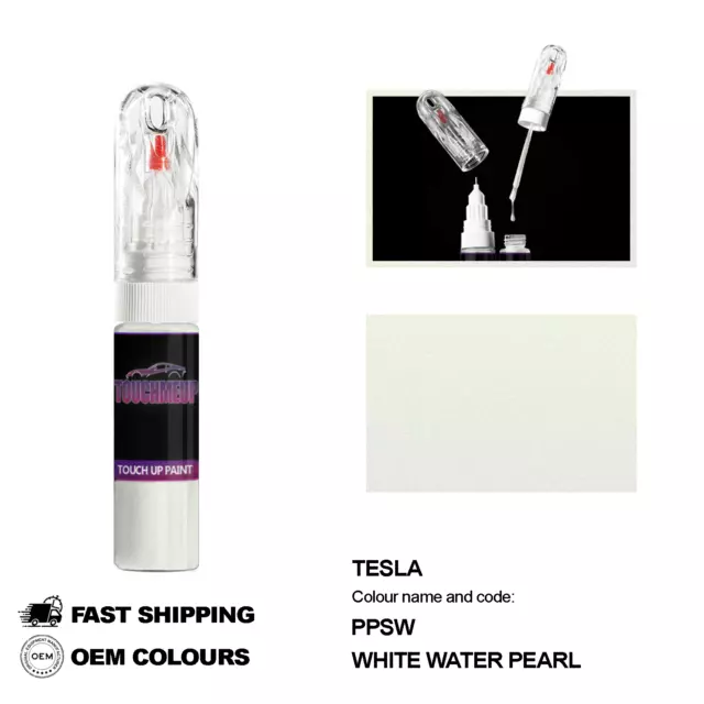 Pour Les Modèles Tesla White Water Pearl Code Ppsw Touch Up Peinture Stylo...