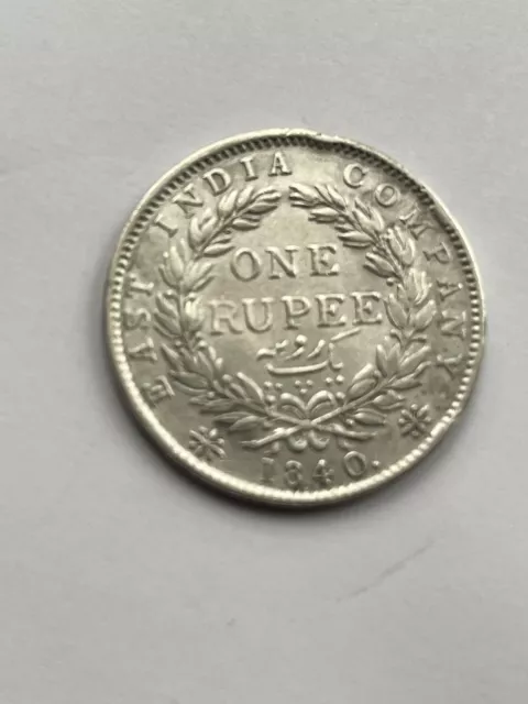 1840 India Victoria Silver Rupee In Good Condition Coin - D
