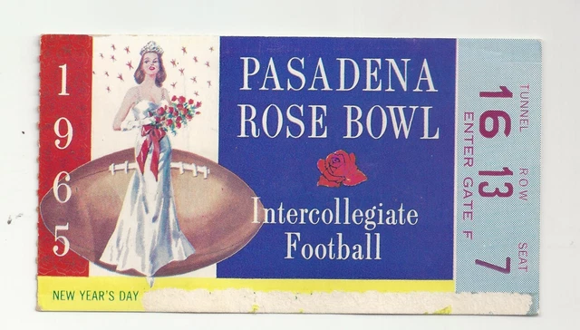 1965 Michigan vs Oregon State Rose Bowl football ticket stub