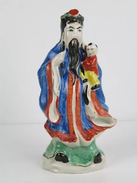 Porzellan Chinesisch Skulptur Wise Vintage Statue Figur Bemalt Xx Sec