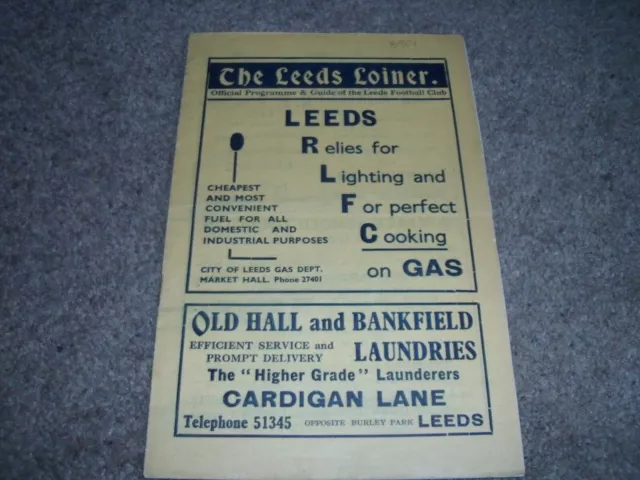 Rare Vintage Pre War Rugby League Programme Leeds V Huddersfield 4Th Feb 1939