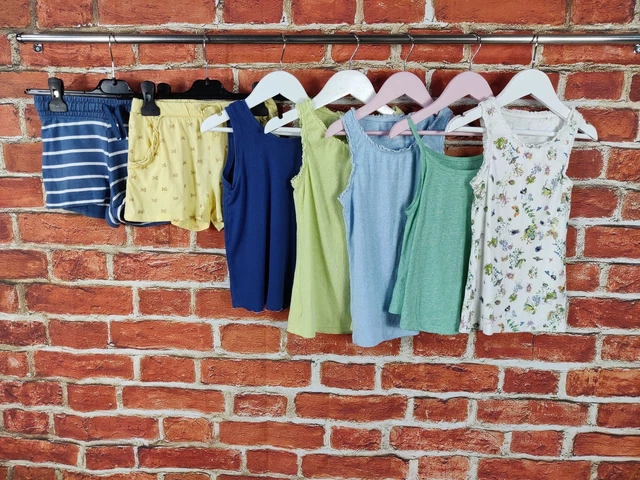 Pacchetto Ragazze Età 6-7 Anni Next H&M Pantaloncini Estivi T-Shirt Set Top 122Cm