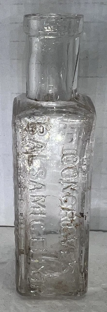 Early Embossed Congreve's Balsamic Elixir Coughing Medicine Bottle 3 1/2" tall
