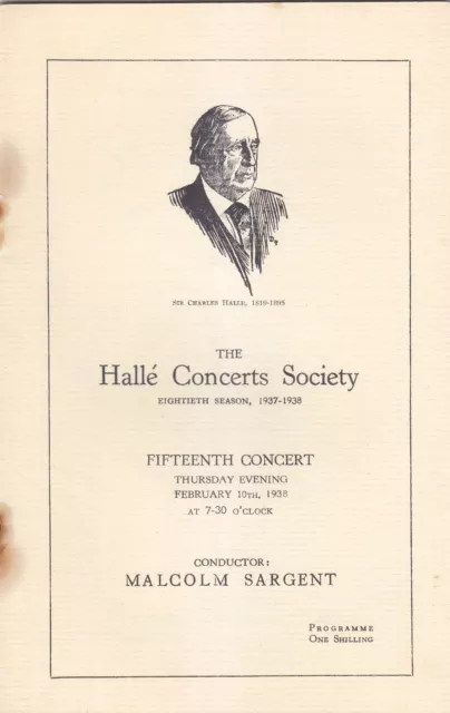 Konzertprogramm 1938 Manchester Halle Mary Jarred Malcolm Sargent