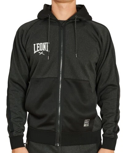 Felpa Leone Uomo Abx611 Melange Con Cappuccio Boxe Thai Kick Mma