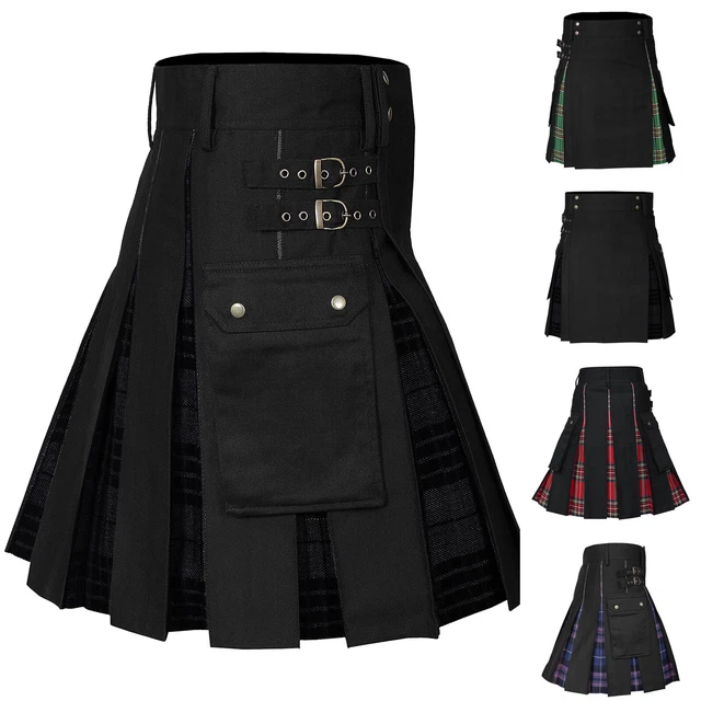 Scottish Cotton Kilt Deluxe Tartan Goth Outdoor Utility Kilts Highland Skirt US