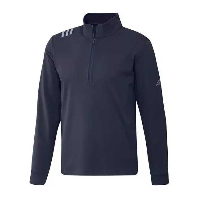 adidas Golf 3-Stripes 1/4 Zip Layering Sweatshirt Pullover Top Black Blue BNWT