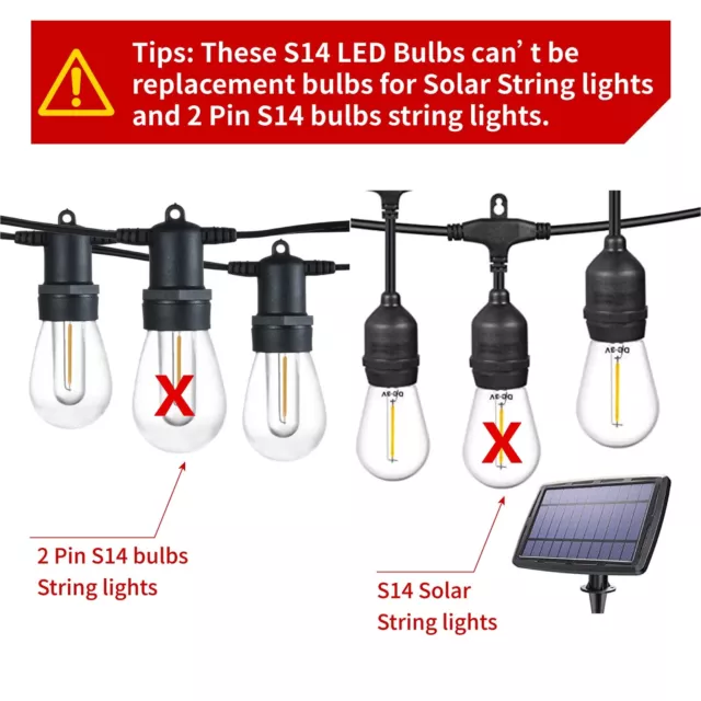 Shatterproof LED S14 Light Bulbs,E26 Medium Screw Base, Vintage Edison Bulbs ... 2