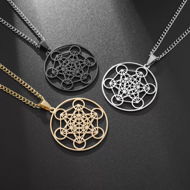 Metatron Cube Talisman Archangel Pendant Necklace Sacred Geometry Amulet Chain`