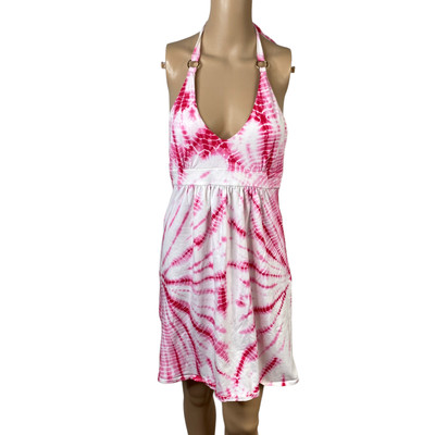 Victoria's Secret Bra Top White Pink Tie Dye Sundress S Halter Supima Cotton