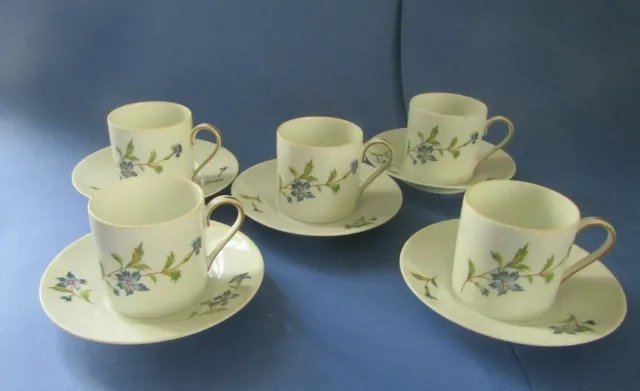 5 tasses à café avec sous-tasses en porcelaine de royale limoges porcelain cups