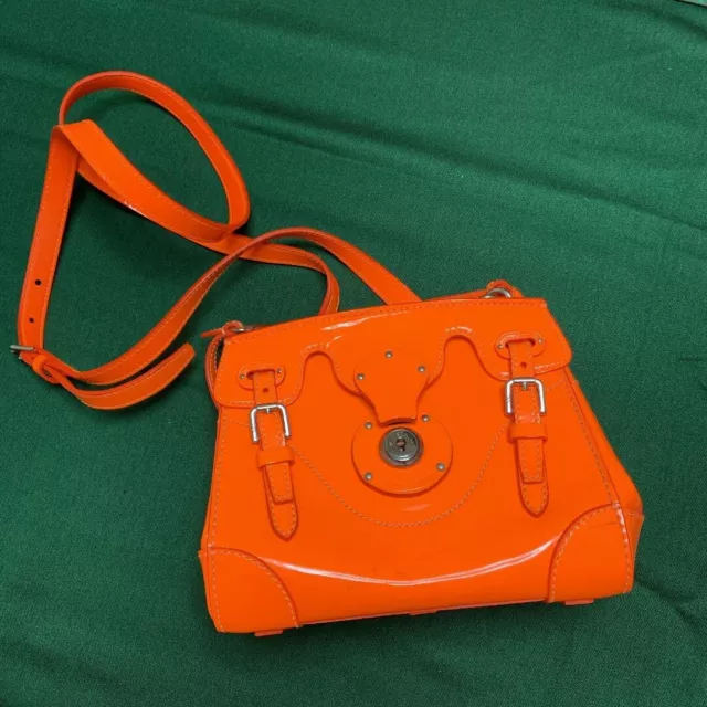 Ralph Lauren Ricky Women's 2Way Shoulder Bag Handbag Patent Leather Orange