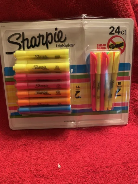 Sharpie Highlighter Colorful 24 Ct Pink Blue Yellow Green Orange Highlighters