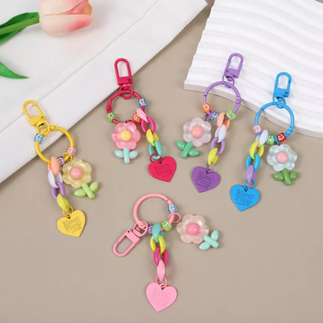 Porte-Clés Pendentif Fleur En Acrylique Coloré Ornement Créatif Pour Sac D' R