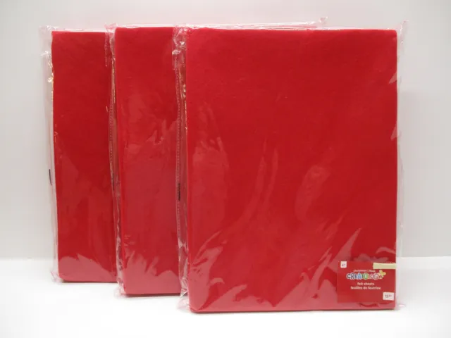 Juego de 3 paquetes de hojas de fieltro artesanal roja Michaels Creatology de 15 piezas