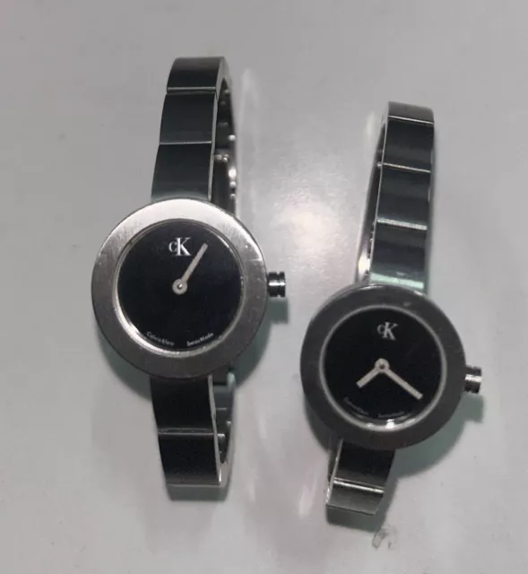 Lotto 2 Orologi Calvin Klein Quarzo Donna  Acciaio Sport Non Funzionanti Ricambi