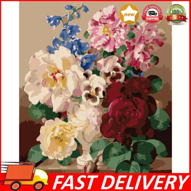 DIY Digital Oil Painting By Numbers Kits Colorful Flower Acrylic Color Drawing