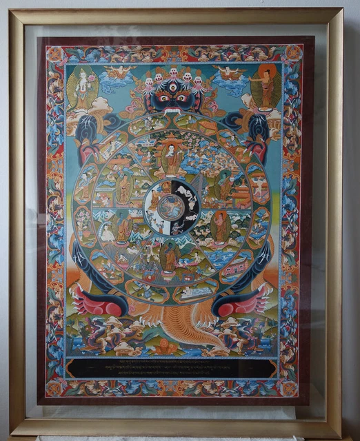 Thangka Wheel of Life aus Nepal 72x93 cm
