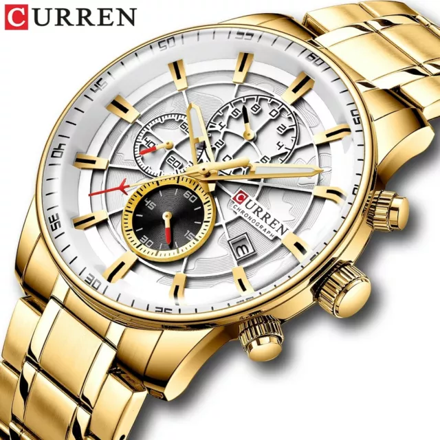 CURREN Men Watch Fashion Steel Wristwatch Male Business Chronograph Date Watches