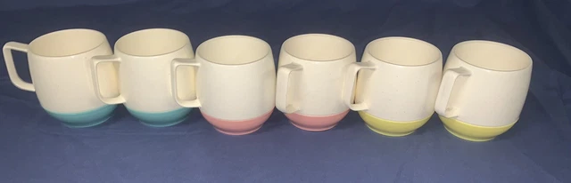 f5 6 31/2” Aqua PINK YELLOW VACRON Bopp-Decker Vacuum Plastic Tumbler COFFEE CUP