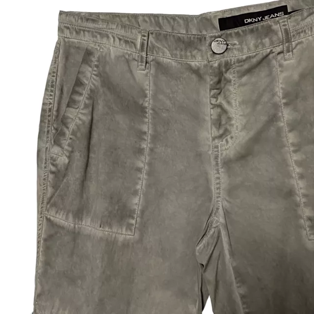 DKNY Women Pants Cargo Taper Rolled Leg Pockets Beige 8 2